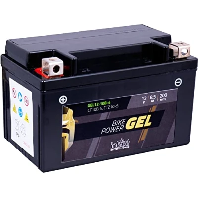 Afbeelding van intAct Bike Power GEL12 10B 4, CT10B motoraccu 12V 8.5Ah 200A (EN), onderhoudsvrije gel met 30% meer startvermogen, voor scooters, motoren, quads, zitmaaiers