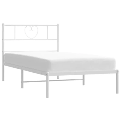 Afbeelding van vidaXL Bedframe met hoofdbord metaal wit 80x200 cm