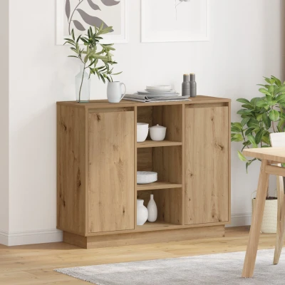 Afbeelding van vidaXL Dressoir met LED Artisan Eiken 90x32x75 cm Geengineerd Hout