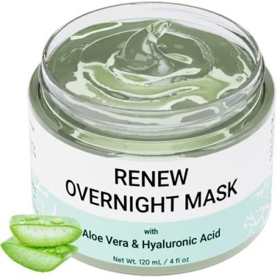 Afbeelding van Overnight Mask, Nachtmasker met aloë vera en hyaluronzuur Hydraterend gezichtsmasker voor nachtelijke huidherstel Geformuleerd in San Francisco