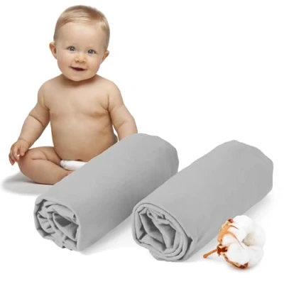 Afbeelding van Dreamzie Hoeslaken 40x80 cm voor kinderbed 100% OEKO TEX gecertificeerd jersey katoen, 150 g/m² Grijs