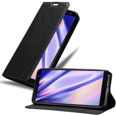 Afbeelding van Cadorabo Hoesje geschikt voor Samsung Galaxy J6 2018 in ZWARTE NACHT Beschermhoes Case magnetische sluiting Cover
