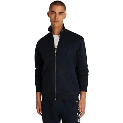Afbeelding van Tommy Hilfiger Essential Stand Collar Sweater met rits, Heren, Maat: Small, Desert sky