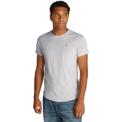 Afbeelding van Tommy Jeans S/S gebreide tops voor heren, Grijs (Zilver Htr), 6XL grote maten