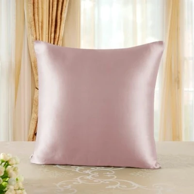 Afbeelding van townssilk Kussensloop 100% pure moerbeizijde, 19 momme, dubbelzijdig, ter bescherming van haar en huid, verborgen ritssluiting, draaddichtheid 600, 1 stuk, 60 x cm, roze (dusty pink)