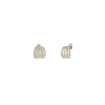 Afbeelding van Bijoutheek Oorknoppen Bicolor Goud Zilver Fusion