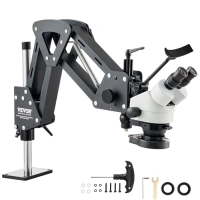 Afbeelding van VEVOR 7X 45X Multidirectionele vergrotingsmicroscoop, sieradenmicroscoop met veerhouder, ingelegde micro sieradenhouder, voor het inleggen van sieraden, horloges sieraden