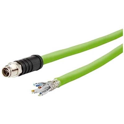 Afbeelding van Metz Connect 142M6X10020, M12 netwerkkabel, patchkabel CAT 6a SF/UTP 2,00 m, groen, PUR mantel, zuur