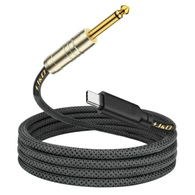 Afbeelding van J&amp;D USB C naar 6,35 mm 1/4 inch TS Gitaar Audio Kabel, Opname, Bas, Elektrisch Piano Microfoon Compatibel met iPhone 15/15 Plus/15 Pro/15 Pro Max, iPad, iMac, 1 Meter
