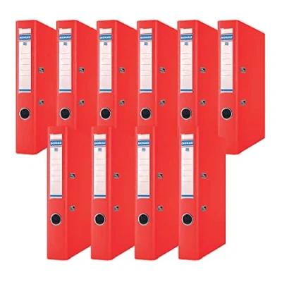 Afbeelding van DONAU Premium Folder Slim Pack van 10 / DIN A4 5 cm stuks/marineblauw/kunststof omslag PP/karton papier sleufmap kantoormap ringmap/groene stippen, rood