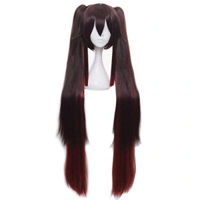 Afbeelding van HIROAKIYA Hu Tao Wig, Genshin Impact Cosplay Wig Clip Ponytails with Cap