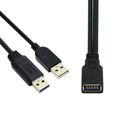 Afbeelding van Zwart USB 3.0 Vrouwelijk naar Dual Mannelijke Extra Power Data Y Uitbreidingskabel voor 2.5 inch Mobiele Harde Schijf CableCC