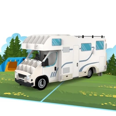 Afbeelding van MOKIO® Pop Up Kaart Kamperen met camper 3D wenskaart voor een verjaardag, Verjaardagskaart