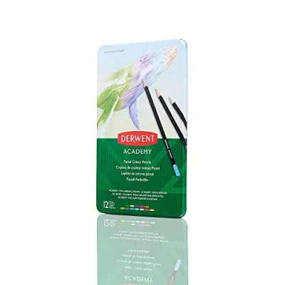 Afbeelding van Derwent Academy Pastel Kleurpotloden, Set van 12 in een Blik, voor Beginnende Kunstenaars, Ideaal Kleuren en Tekenen, Premium Kwaliteit, 2306022