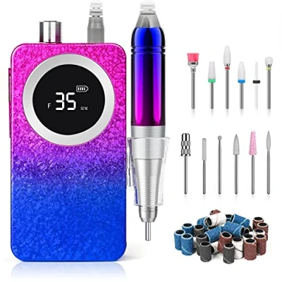 Afbeelding van Professionele nagelfrees, 35.000 omw/min, draagbaar, elektrische nagelvijl voor manicure en pedicure, met led display nagelstudio&#039;s, doe het zelf