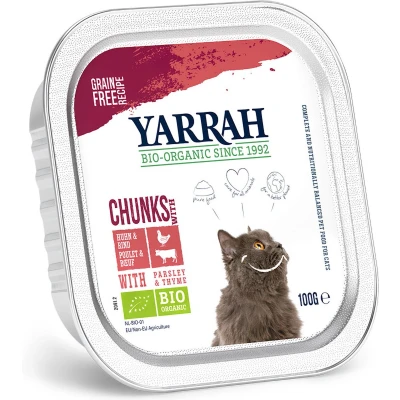 Afbeelding van Yarrah Natvoer Kat Kuipje Chunks met Kip &amp; Rund Bio