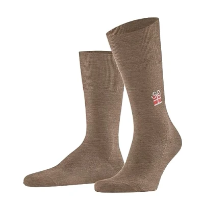 Afbeelding van FALKE Heren Sokken Airport Sweet Gift M SO Wol Katoen Gedessineerd 1 Paar, Bruin (Nutmeg Melange 5410), 43 44