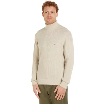Afbeelding van Tommy Hilfiger Coltrui Beige Structure Roll Neck MW0MW36526/HGF Maat XXL