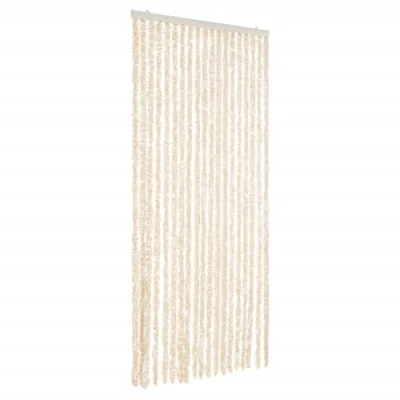 Afbeelding van Vliegengordijn 56x185 cm chenille beige en wit