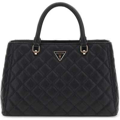 Afbeelding van Guess Eco Carly Girlfriend Satchel Dames Handtas Zwart One Size