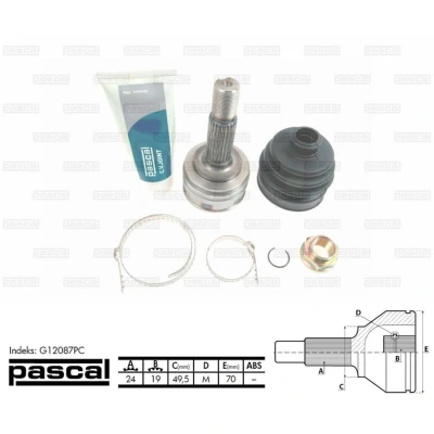Afbeelding van Homokineet reparatie set, aandrijfas PASCAL G12087PC