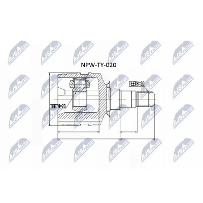 Afbeelding van Homokineet reparatie set, aandrijfas NTY NPW TY 020