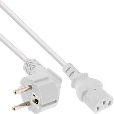 Afbeelding van InLine 16651W netsnoer, geaard contact hoek op koudapparaatstekker C13, 1 m, wit