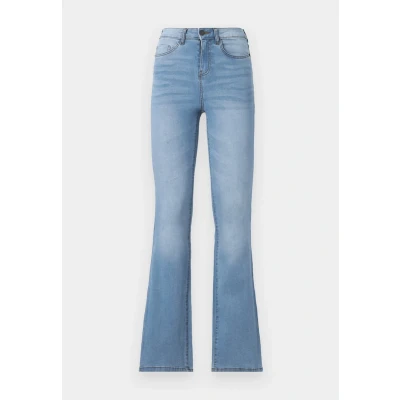 Afbeelding van Noisy May Nmsallie Flare Flared Jeans, Dames, Maat: 28x32, Light blue denim
