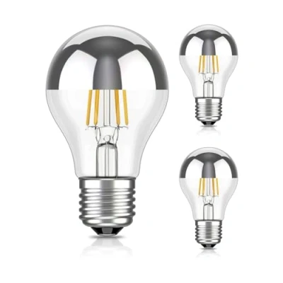 Afbeelding van ledscom.de 3 stuks E27 LED lamp, A60, warm wit (2700 K), 4.1 W, 461lm, hoofdspiegel (zilver)