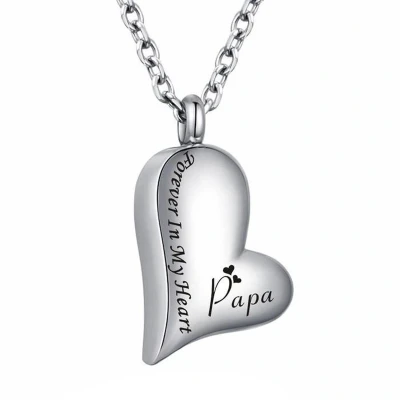 Afbeelding van Fako Bijoux® Ashanger / Assieraad Hart Forever In My Heart Papa Edelstaal Zilverkleurig