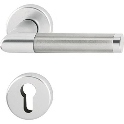 Afbeelding van Hoppe Amsterdam deurklink set met rozet PZ cilinder, zilver geanodiseerd aluminium/roestvrij staal 3286702