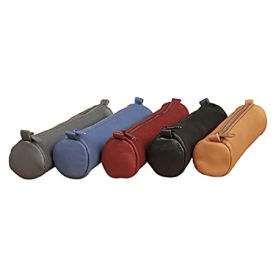 Afbeelding van Clairefontaine 77011C Age Bag Collection Een kleine ronde etui van echt lamsskin leer 18,5 cm x 4 diameter Willekeurige kleur.
