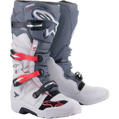 Afbeelding van Alpinestars 2024 Tech 7 Enduro Crosslaarzen Licht Grijs / Donker Rood maat 42