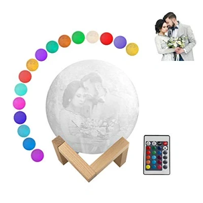 Afbeelding van Maanlamp, 3D printen, 16 kleuren, RGB led maanlicht met standaard, maanlichtlampen afstandsbediening en aanraakbediening USB oplaadfunctie voor kinderliefhebbers, verjaardagscadeaus (12 cm)