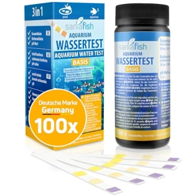 Afbeelding van sanafish Aquarium watertest basis pH, GH, KH. 100 waterteststrips in blik. Voor aquaria en vijvers.