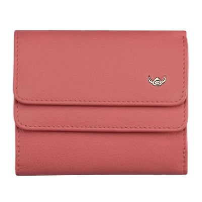 Afbeelding van Golden Head Madrid RFID Protect Billfold Coin Wallet With Front Flap Snap Closure Coral
