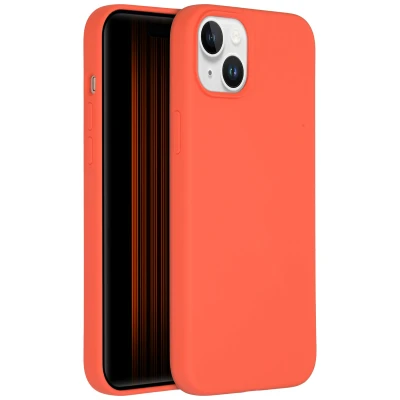 Afbeelding van Apple iPhone 15 Plus Hoesje Siliconen en TPU (zacht) Accezz Softcase/Backcover Oranje Telefoonhoesje