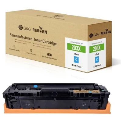 Afbeelding van G&amp;G Toner vervangt HP 203X Compatibel Cyaan 2500 bladzijden Reborn remanufactured 21266
