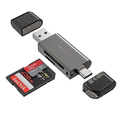Afbeelding van SD kaartlezer MOGOOD geheugenkaartlezer Adapter USB 3.0 naar Micro met dubbele connectoren voor externe camera SDHC SDXC MicroSD UHS I