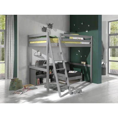 Afbeelding van Vipack Pino hoogslaper 1 persoons 90x200 Grijs