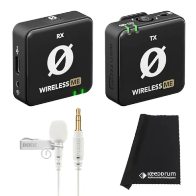 Afbeelding van Rode Wireless ME Draadloos Microfoonsysteem + Lavalier GO Microfoon Wit Keepdrum Microvezeldoek