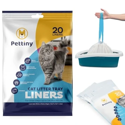 Afbeelding van Pettiny 20 Kattenbakzakken met Trekkoorden Krasbestendige Zakken voor Gemiddelde en Grote Kattenbakken