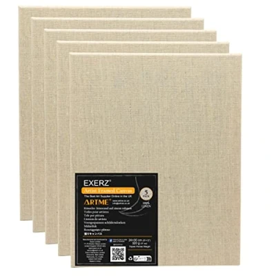 Afbeelding van EXERZ 24x30cm Linnen Ingelijst Canvas 5st Voorgerekt Ca. 320gsm/ Triple Primed/Zuurvrij/Medium Graan/Ongebleekt Puur Olie En Acrylverf (24x30cm 5st)