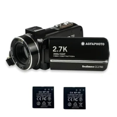 Afbeelding van AGFA Foto Realimove CC2700 Digitale camcorder (2,7 K, 24 MP, 3 inch touchscreen, 18 x zoom, afstandsbediening, lithiumbatterij) zwart