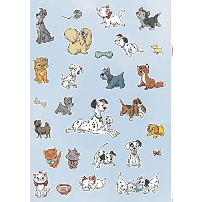 Afbeelding van Komar Wandfolie Disney Cats and Dogs 50x70 cm (breedte x hoogte), zelfklevende wandtattoo (27 delig)