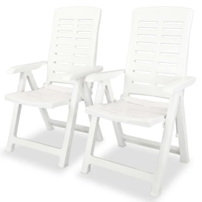 Afbeelding van Tuinstoelen 2 st verstelbaar kunststof wit