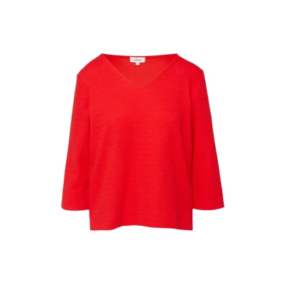 Afbeelding van s.Oliver Strukturiertes MIT Vausschnitt UND 3/4ÄRMELN Sweater, Dames, Maat: 34, Rot