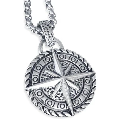 Afbeelding van Ketting Heren met Kompas Hanger Zeevaarder Zilver Kleurig Kettingen Cadeau voor Man Mannen Cadeautjes