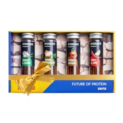 Afbeelding van SENS Eetbare insectensnack voor mensen, geroosterde meelwormen, eiwitsnack, crunchy party mix, insectenvoeding, probeerset, challenge cadeau idee