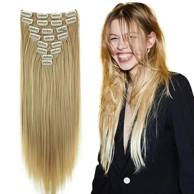 Afbeelding van CAISHA XXL 50cm 8 Delige Set CLIP IN EXTENSIONS Haarextensies Haarstukje Glad Lichtblond CES118